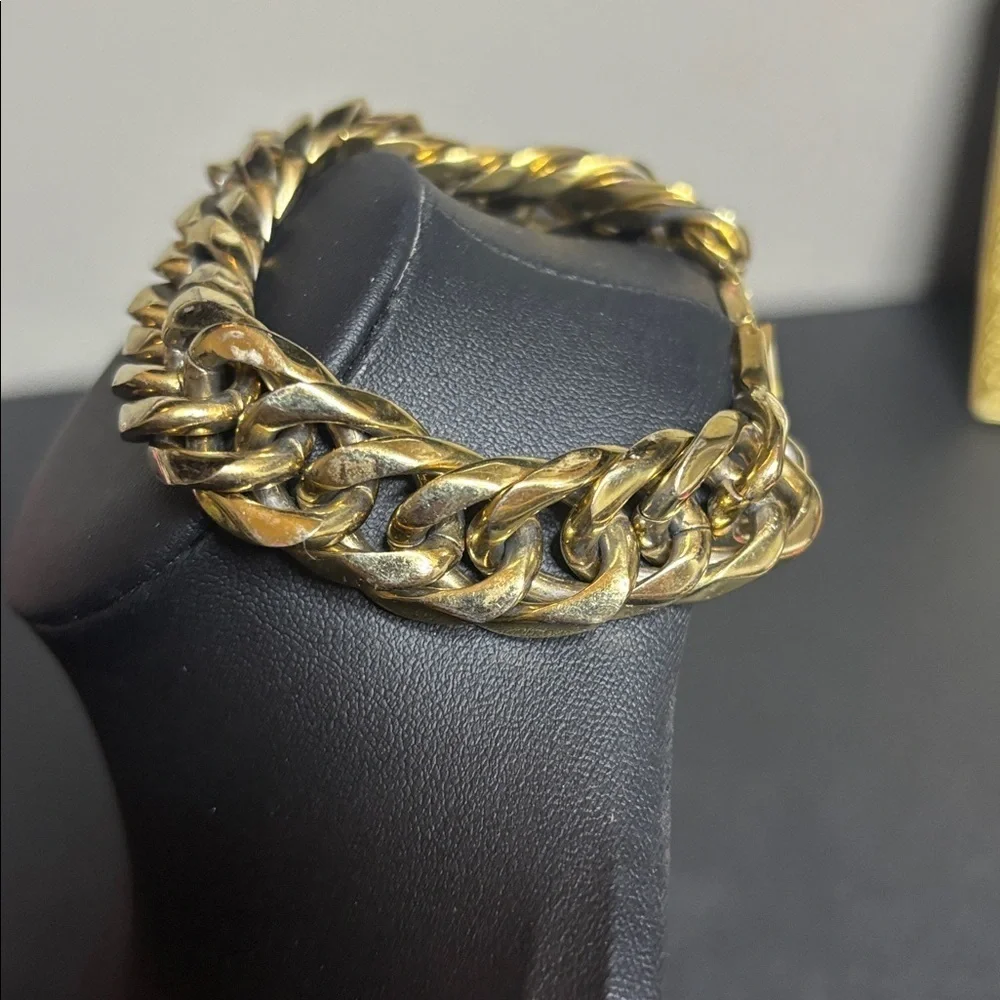 Chunky Stainless Steel Gold Tone Cuban Link Bracelet Unisex